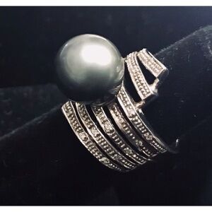 Black Tahitian Pearl Ring 12 1/2 MM Pearl. Size 6.5